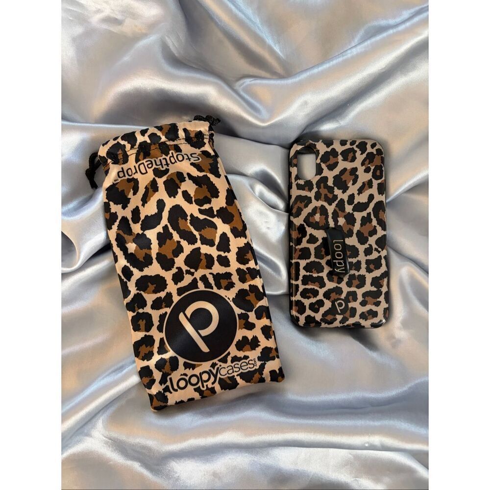Loopy iPhone XS Phone Case Leopard with Matching Microfiber Cover